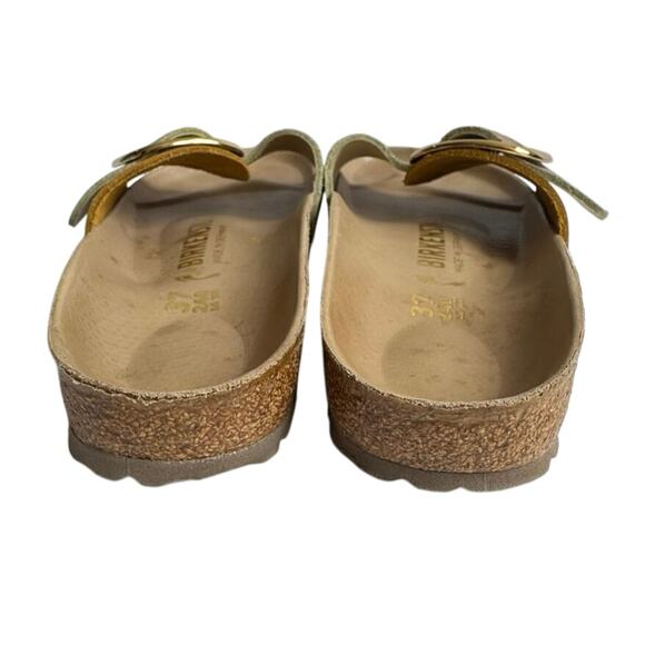 Birkenstock Womens Size 37 Madrid Big Buckle Sandals Ceramic Pattern Blue Gold - Picture 4 of 10
